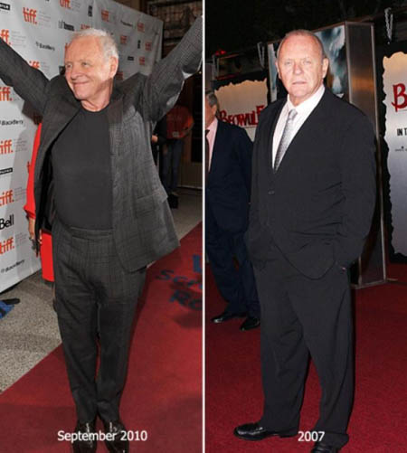 Anthony Hopkins lost 80 pounds of weight in three years.